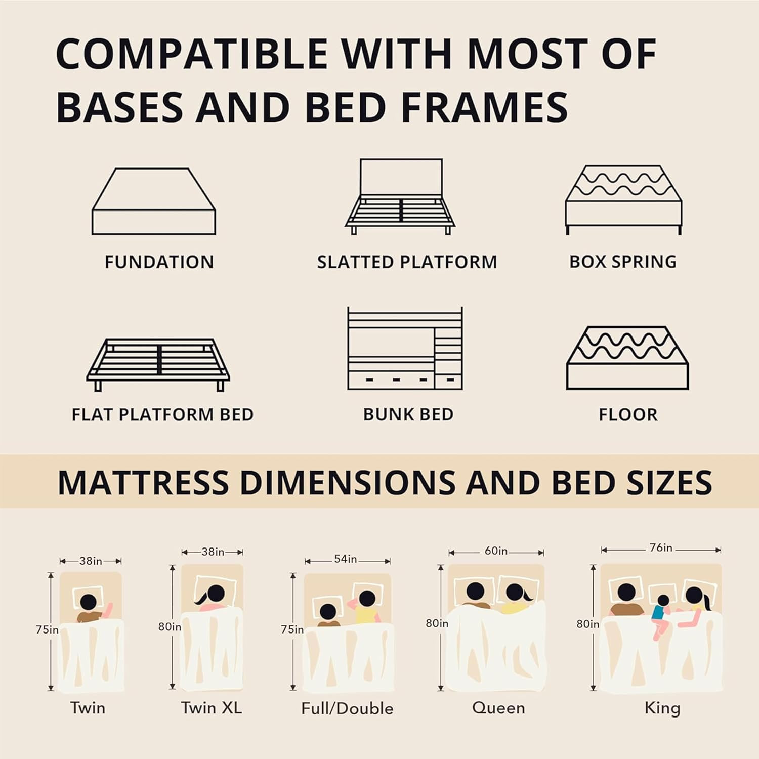 EGOHOME 12″ Queen Hybrid Mattress, Memory Foam & Pocket Springs, CertiPUR-US