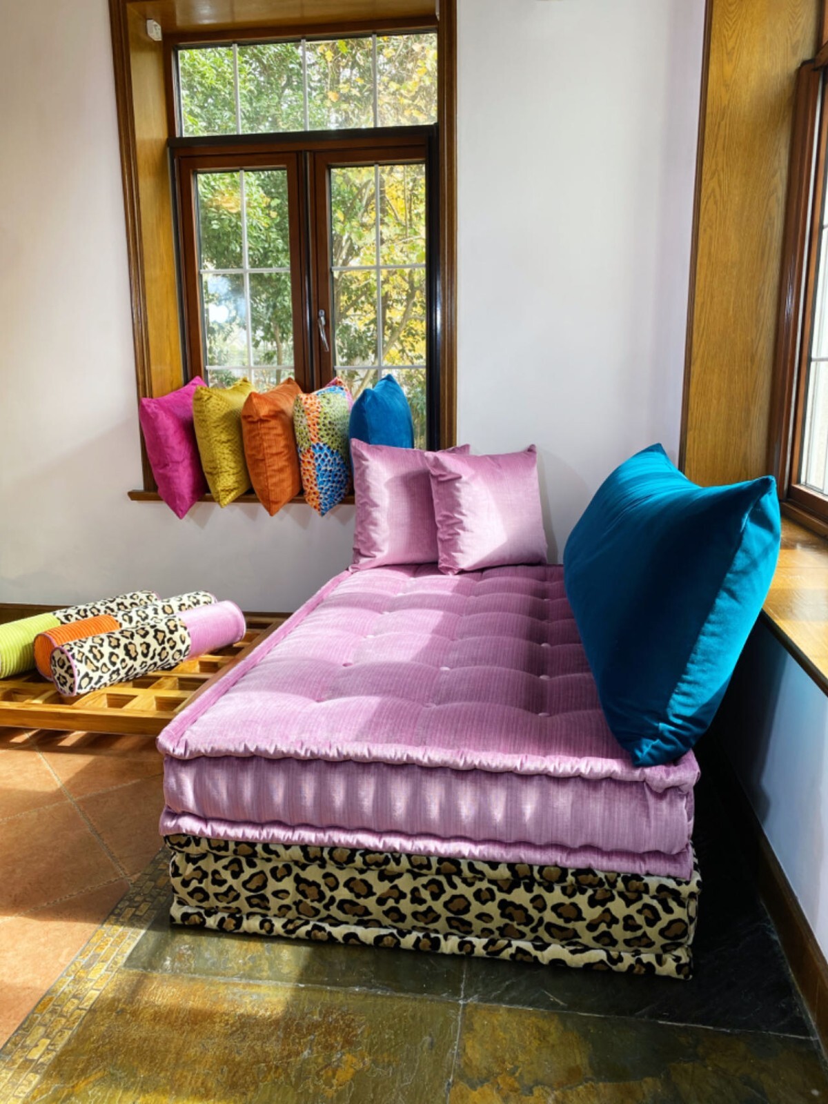 French Handmade Daybed Mah Jong Sofa Modular Sectional Sofa Couch Lounge Set