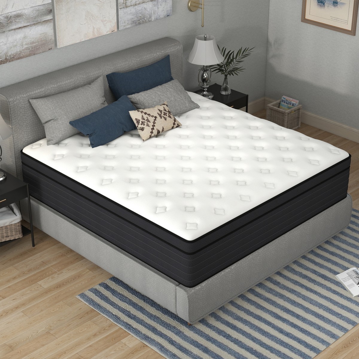 12″14″ Twin Full Queen King Size Mattress in a Box Hybrid Spring Gel Memory Foam