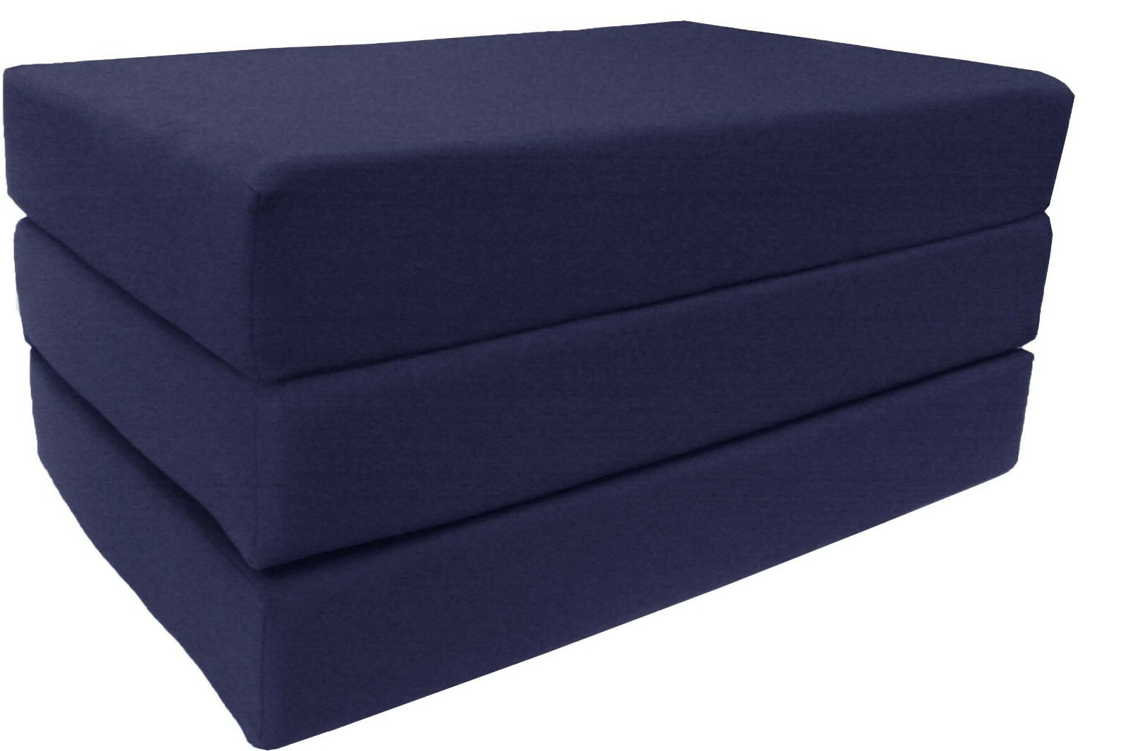 Twin Shikibuton Trifold Foam Beds, Folding Mattresses 6x39x75, Navy Blue