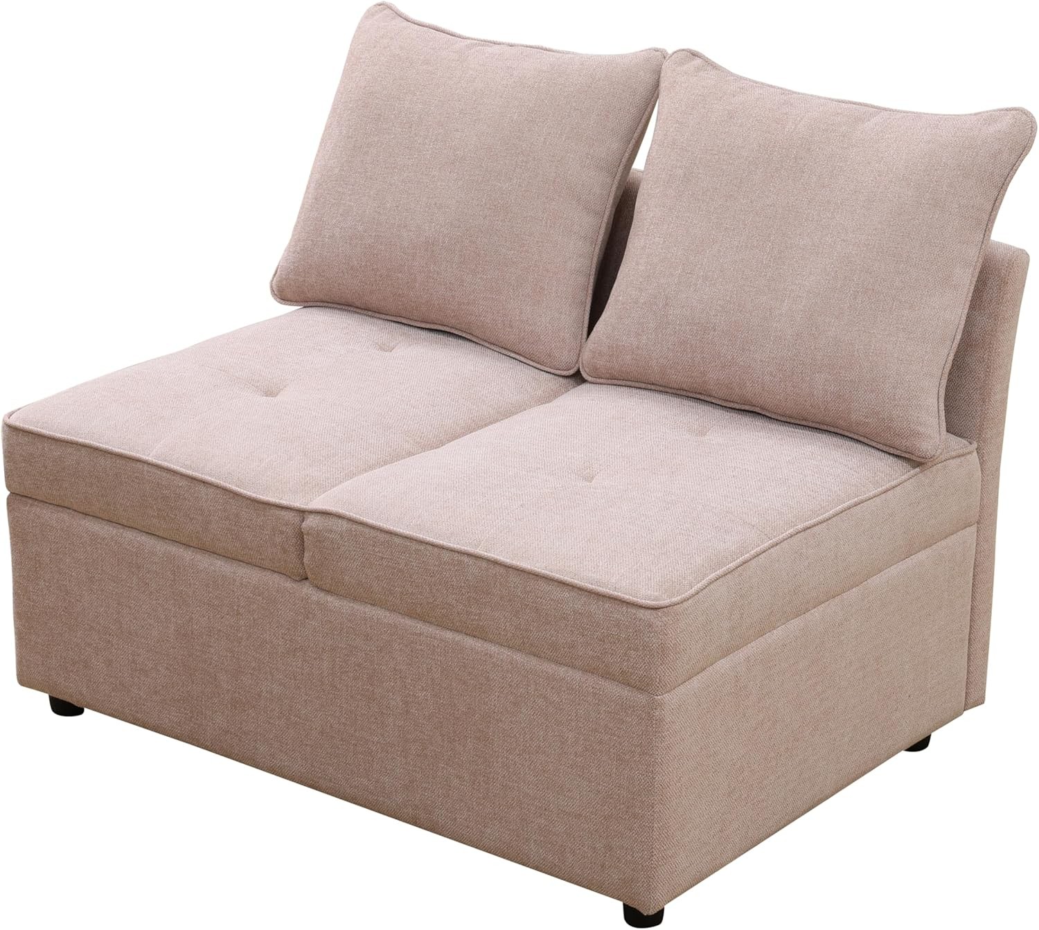 Convertible Ottoman Sofa with Stora, Modern Sacloth Futon Couch with 2