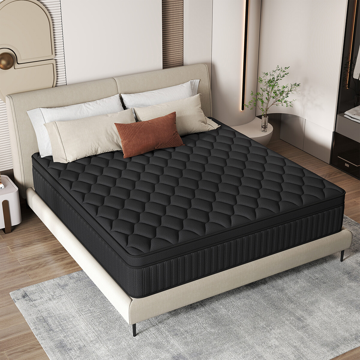 12/14 Inch Queen Size Mattress in a Box Gel Memory Foam Hybrid Pocket Spring Bed