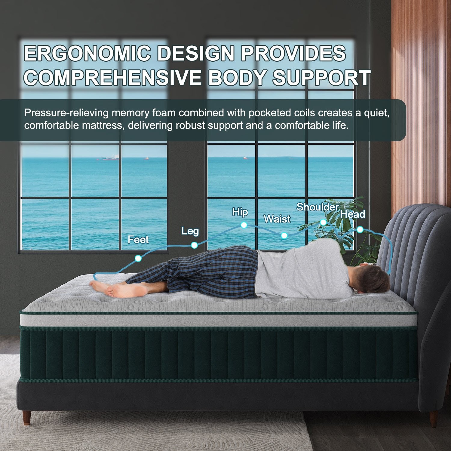 12/14Inch Hybrid Mattress Twin Full Queen King Bed Size Memory Foam – Ergonomic