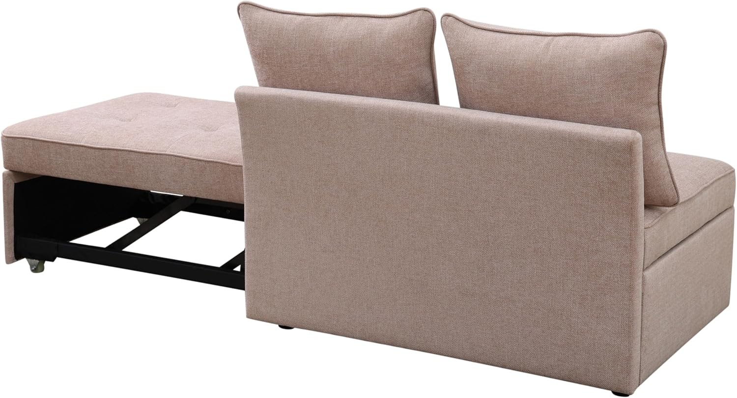 Sleeper Sofa, 4-in-1 Convertible Ottoman Couch Bed, Modern Sacloth Futon