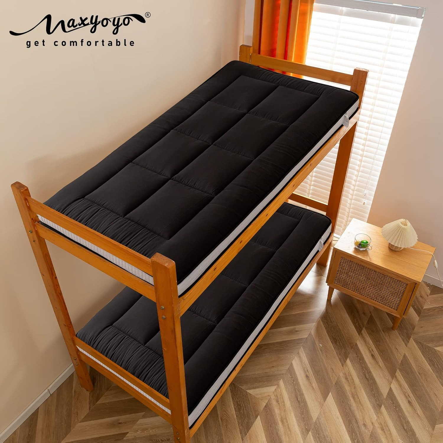 Futón japonés individual negro, plegable, portátil para camping