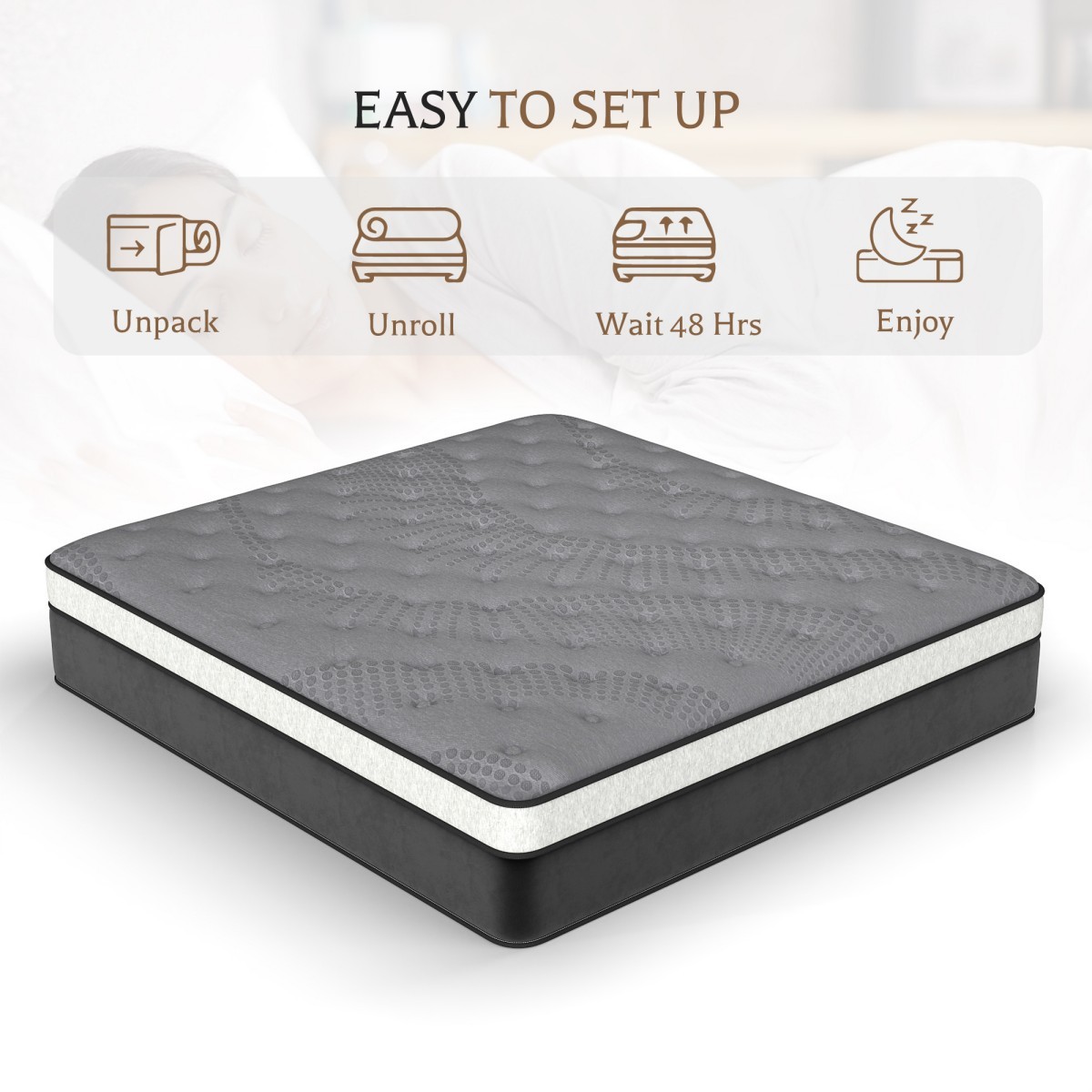 12″ 14″ Twin Full Queen King Mattress in a Box Pocket Coil Gel Memory Foam