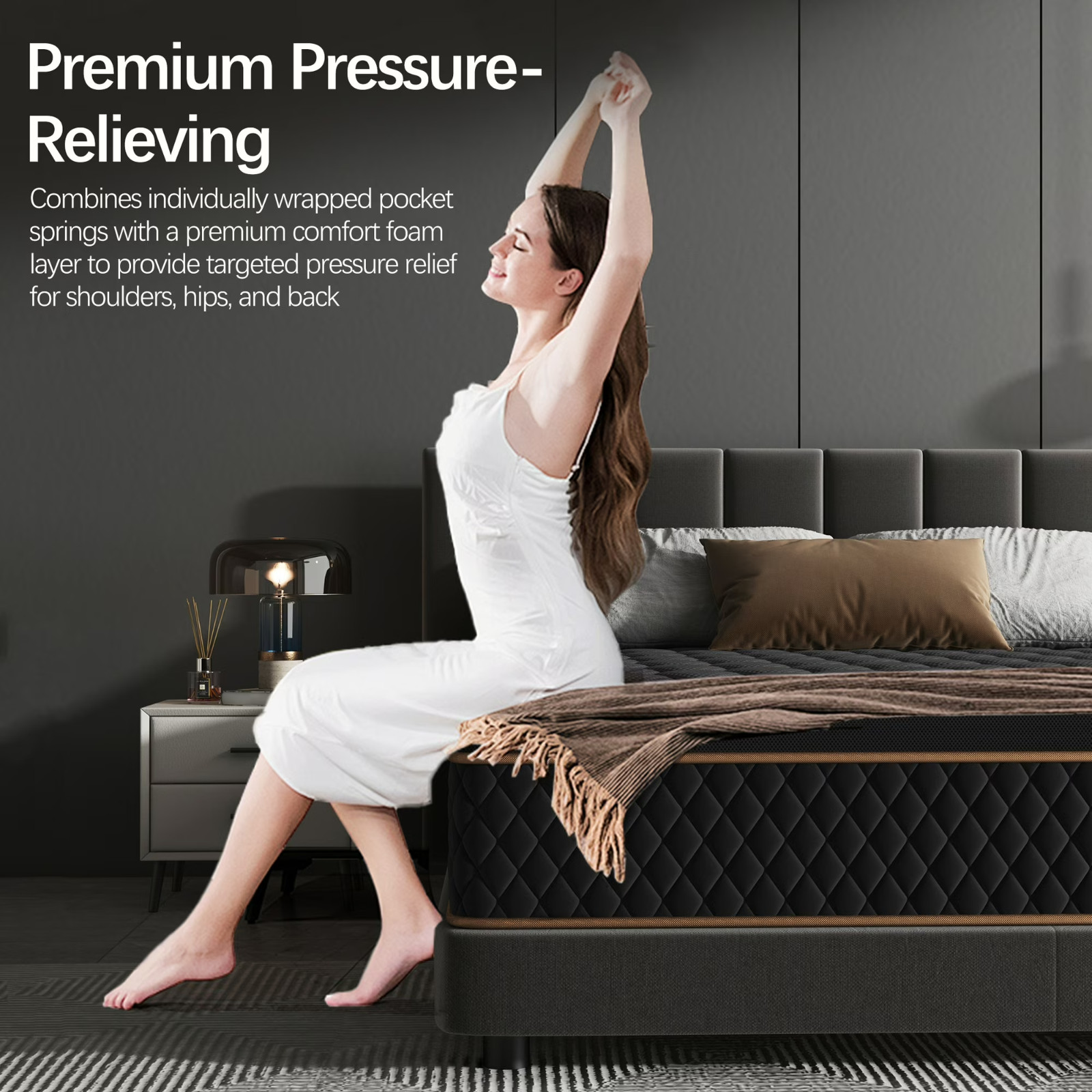 12″ Colchon King Gel Memory Foam Hibrido Cama King Medium Firm Mattress Hybrid