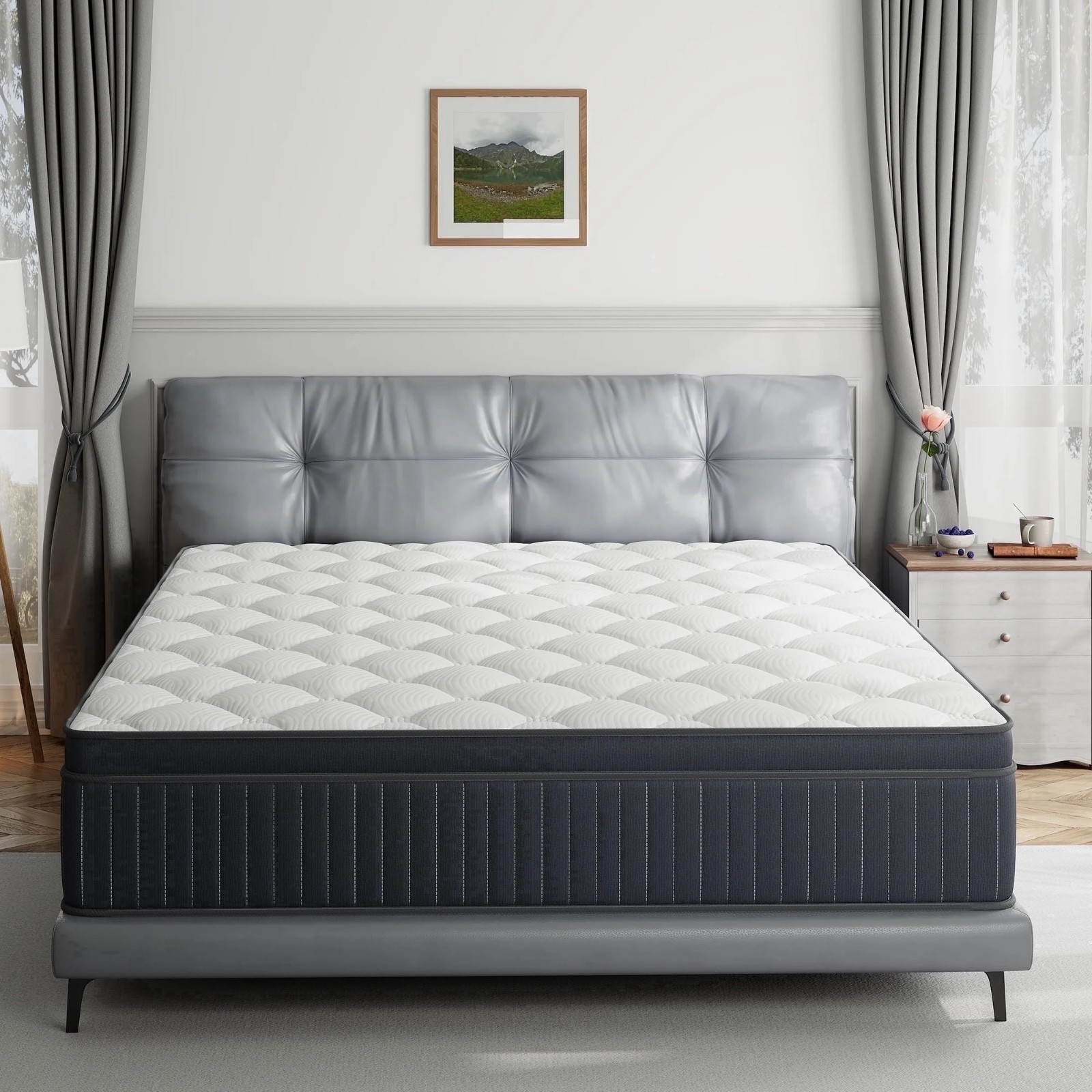 Babo Care 12 Inch Queen Mattress, Euro Top Hybrid Mattress, Medium Feel, Pocket