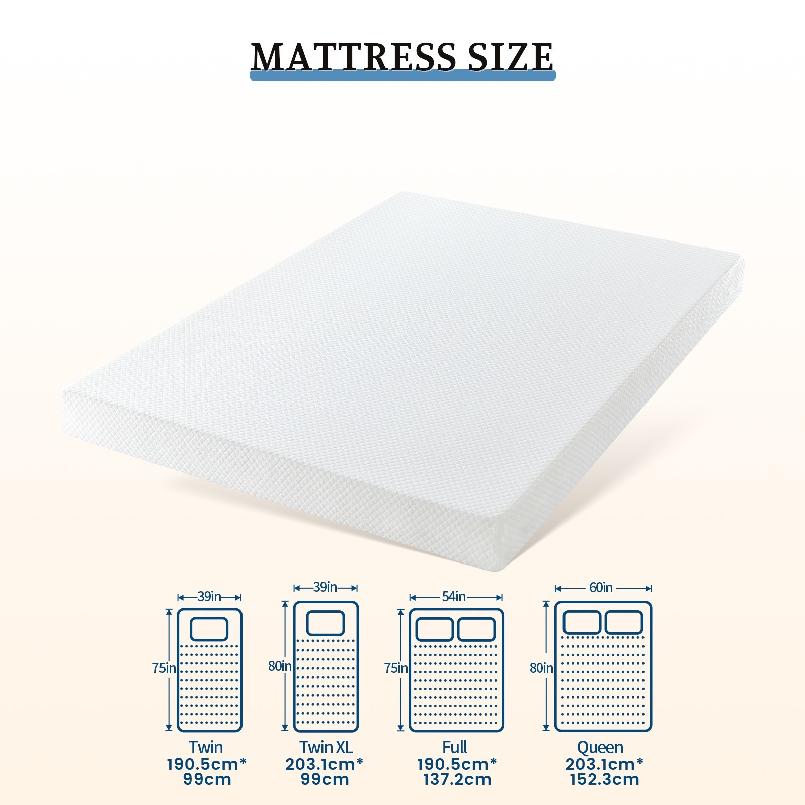 5″ 6″ Twin Txl Full Queen Memory Foam Mattress with Removable & Washable Cover