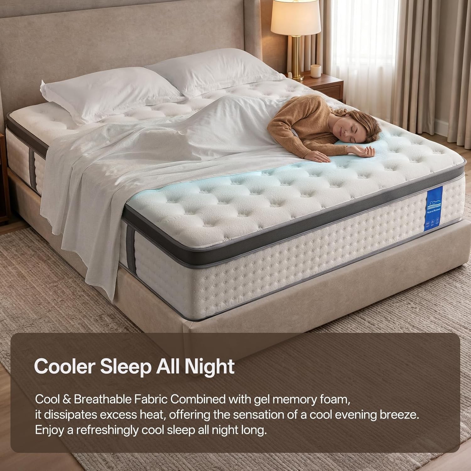 Queen Size 14-Inch Hybrid Mattress: Cooling Gel Memory Foam Medium Firm Support