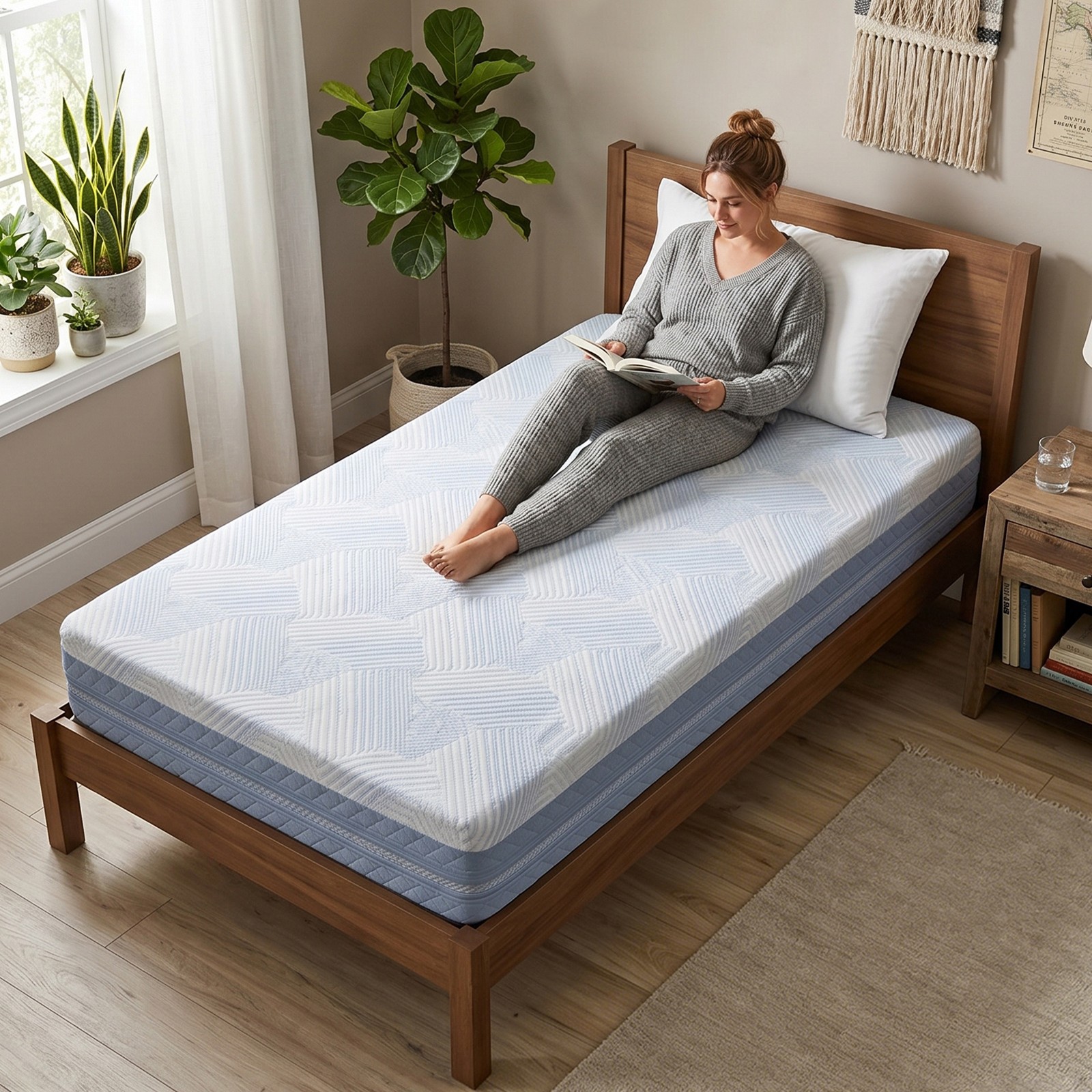 Twin Size Memory Foam Mattress Compact Box Package Easy to Transport & Move