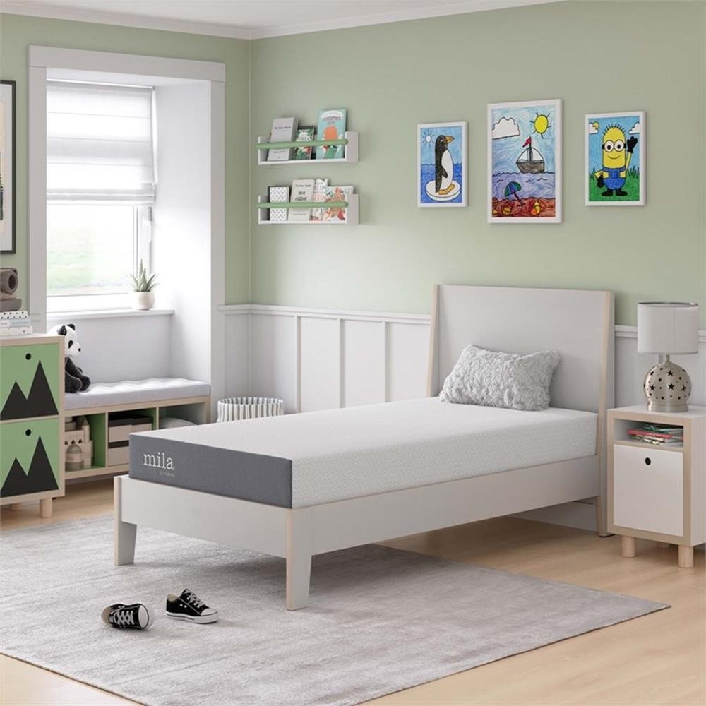 Modway Mila 8″ Twin Modern Style Memory Foam Mattress in Gray