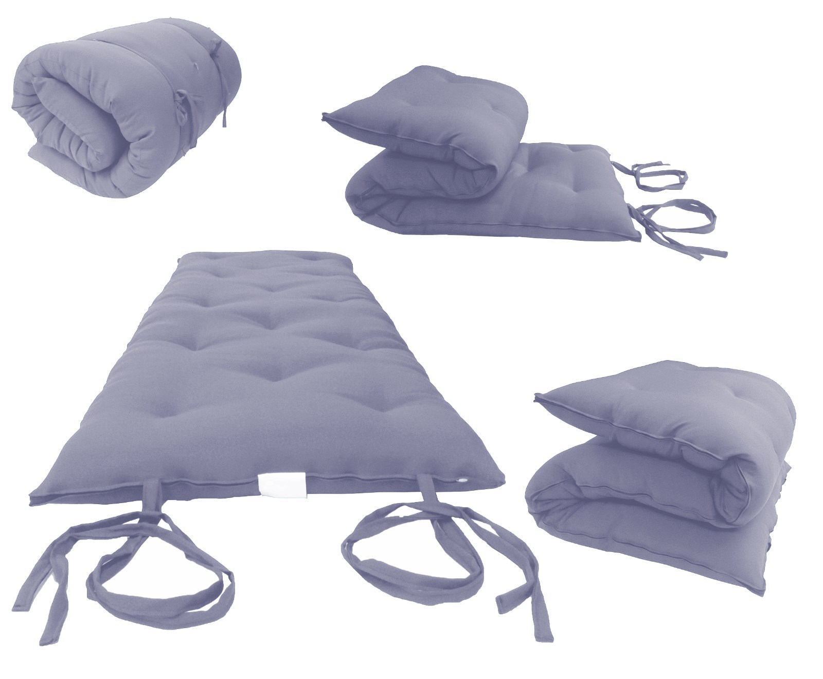 Gray Traditional Japanese/Thai Floor Rolling Futon Mattresses, Tatami, Mats