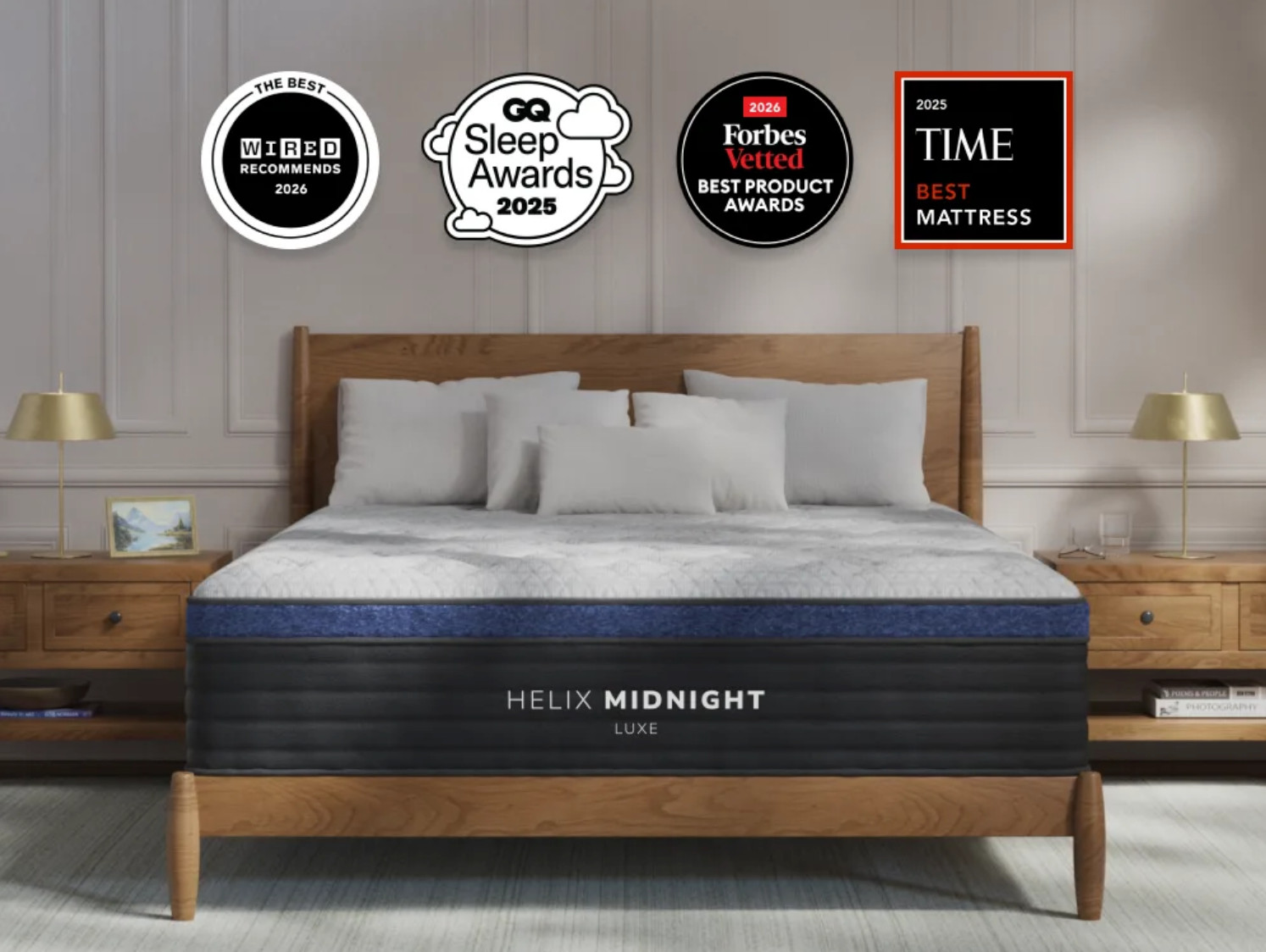Helix Midnight Luxe King Mattress GlacioTex Cooling Cover Hybrid Open Box