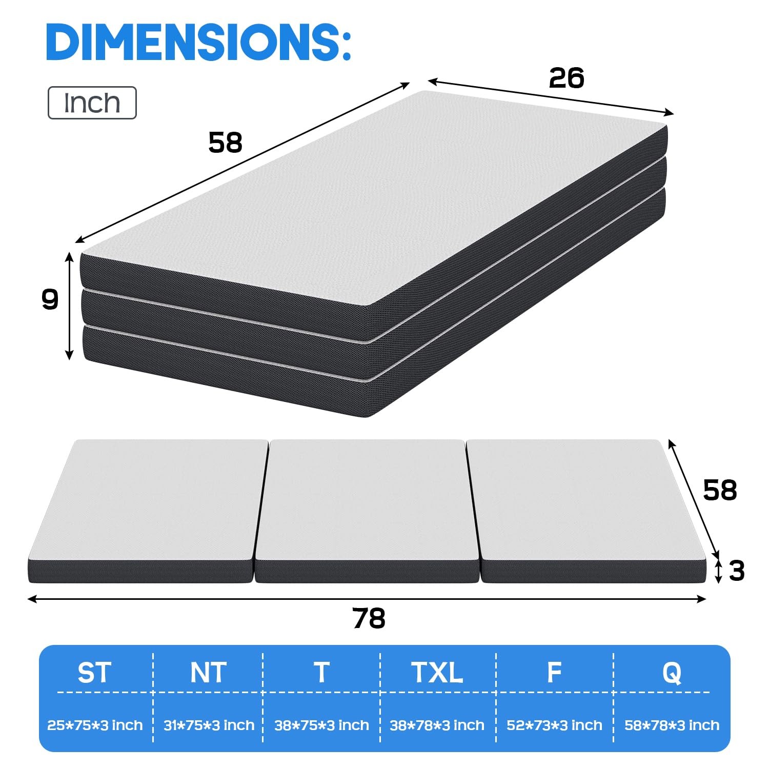 Mattress/Foldable Mattress for Kids and Adults/Medium-Firm Mattress with a Co…