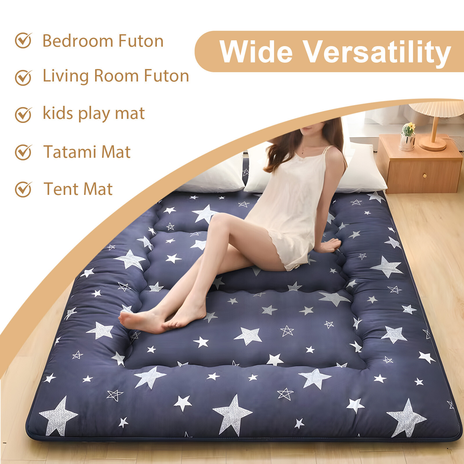 Japanese Futon Mattress Soft Tatami Floor Sleep Mat Foldable for Travel Camping