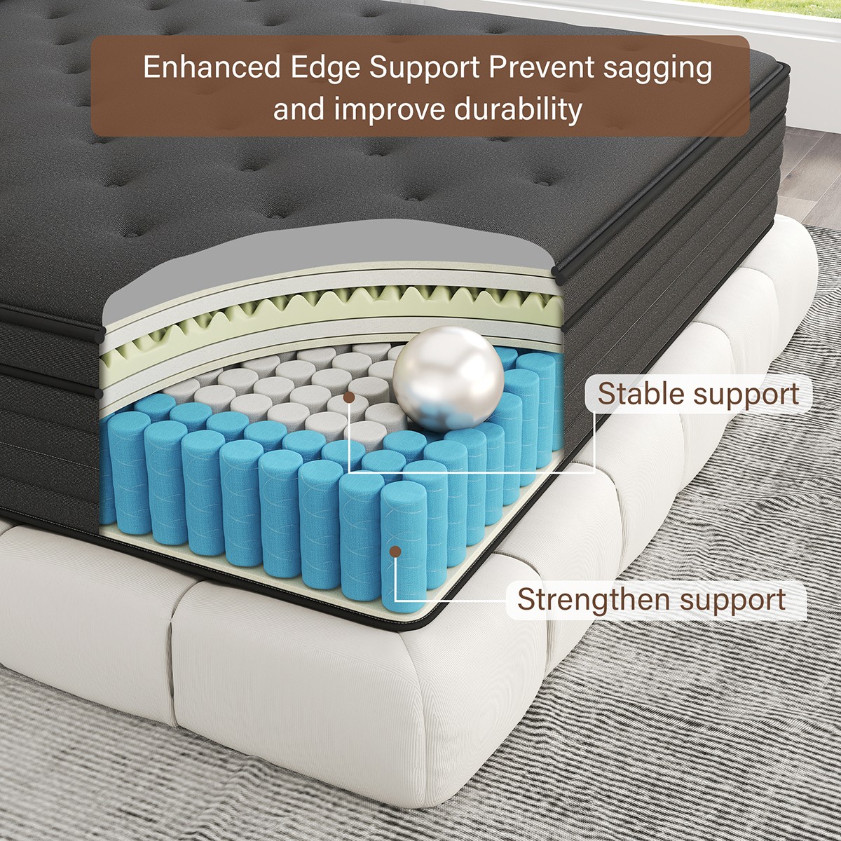 14 Inch Queen Size Hybrid Mattress Gel Memory Foam Pocket Spring Medium Firm Bed