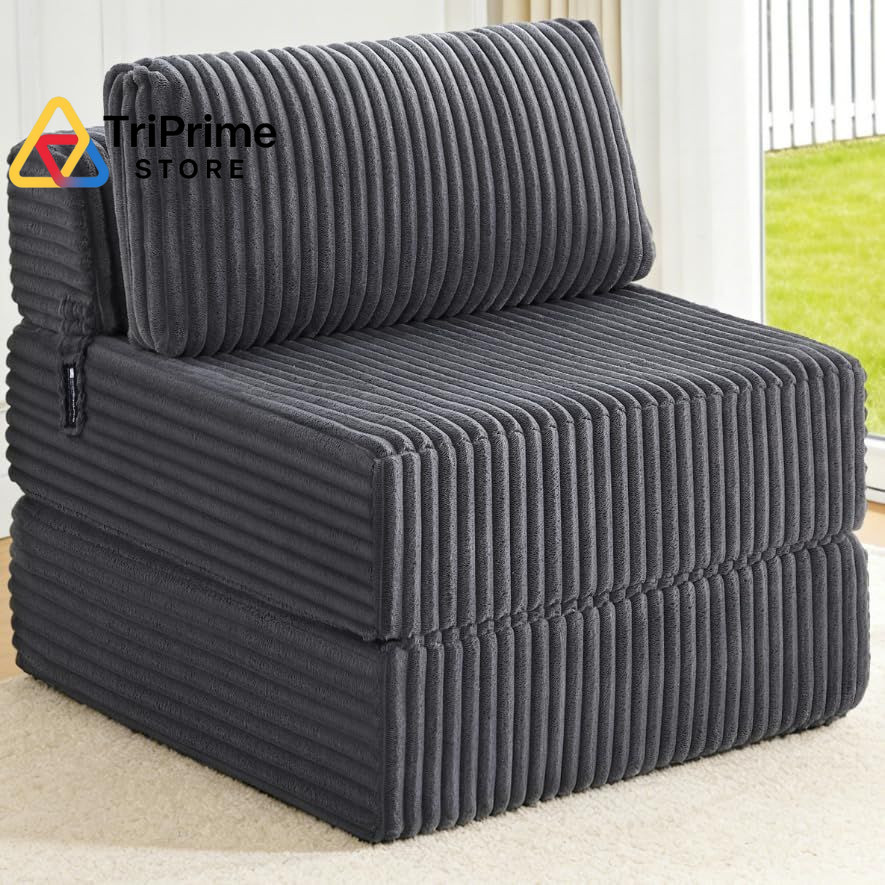 MEGAYES 4-in-1 Folding Sofa Bed Convertible Boneless Sleeper 1-Single, Grey