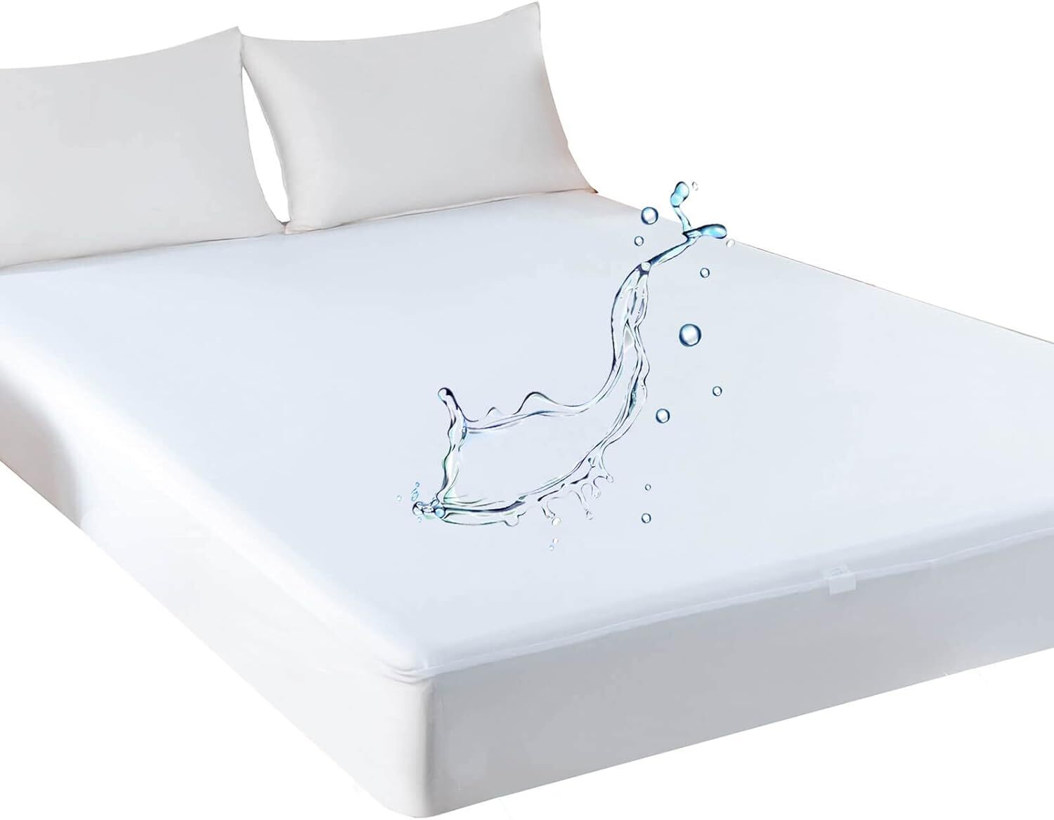 Kingnex Queen Mattress Protector Waterproof Fitted Sheet Style Queen, White