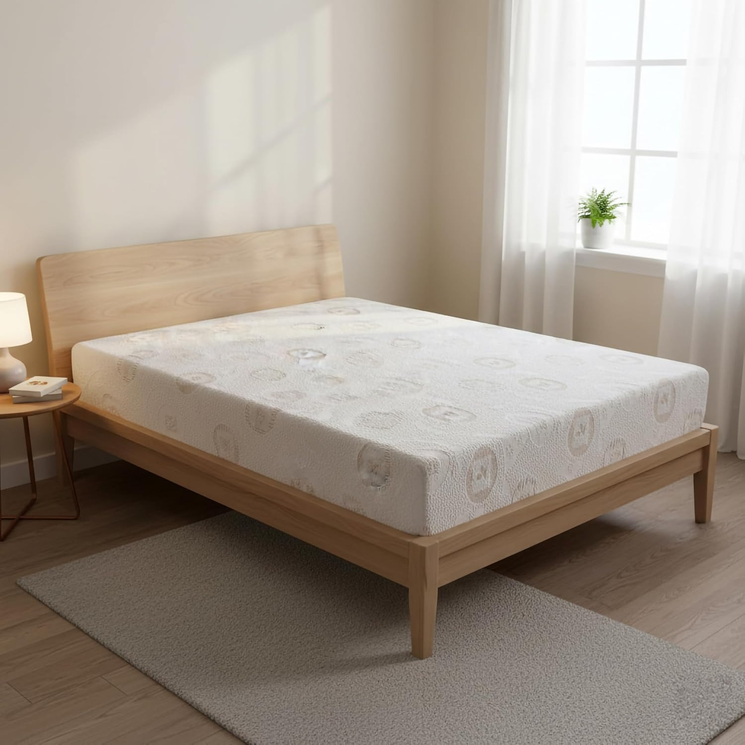 Herbal Fusion Green Tea Memory Foam Mattress – Queen, Made in USA, White