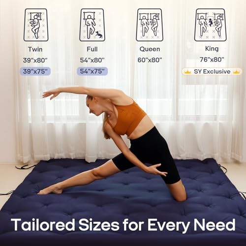 Water Resistant Japanese Futon Mattress, Queen(80″L x 60″W x 2.5″Th) Navy Blue