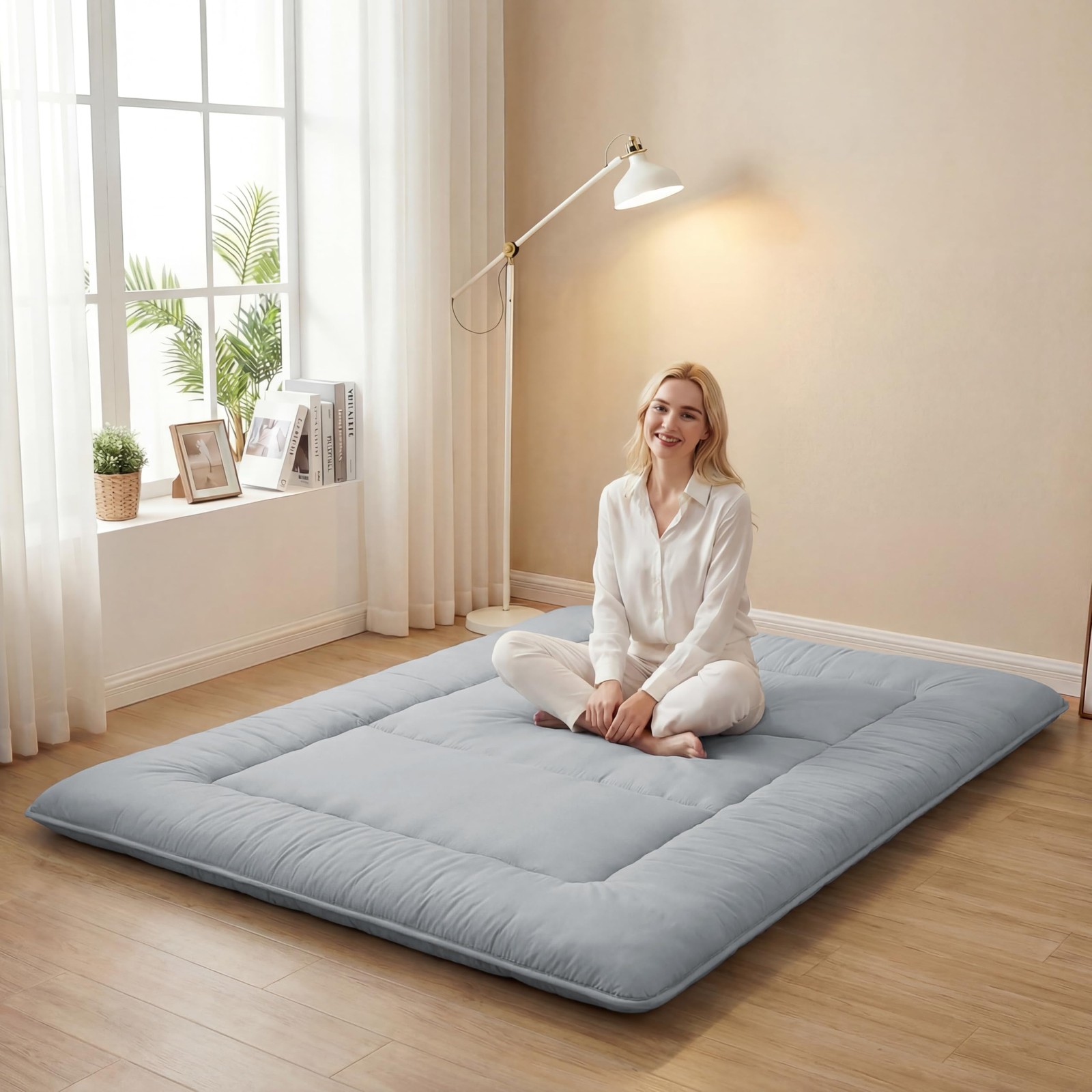 2.5″ Japanese Floor Mattress, Foldable Floor Mattress with Anti-Slip Cover Ja…
