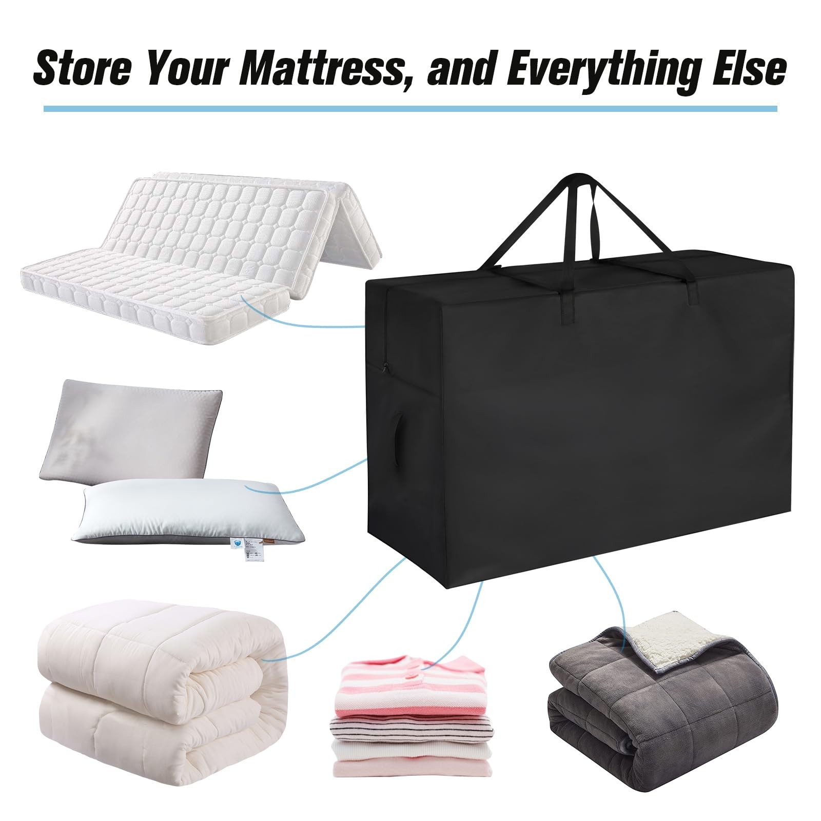 Folding Mattress Storage Bag Full 6 Inch, Carrying Case for Trifold Mattress,…
