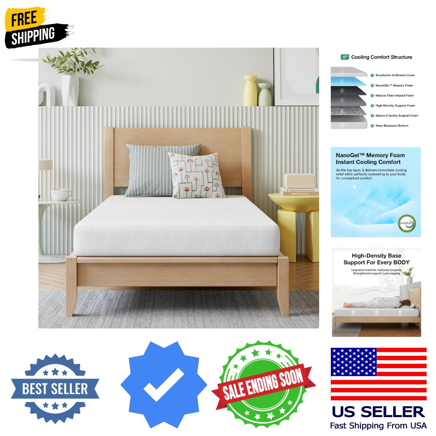 Twin Mattress for Kids, 5 Inch Twin Bed Mattress in a Box, Gel Memory Foam Ma…