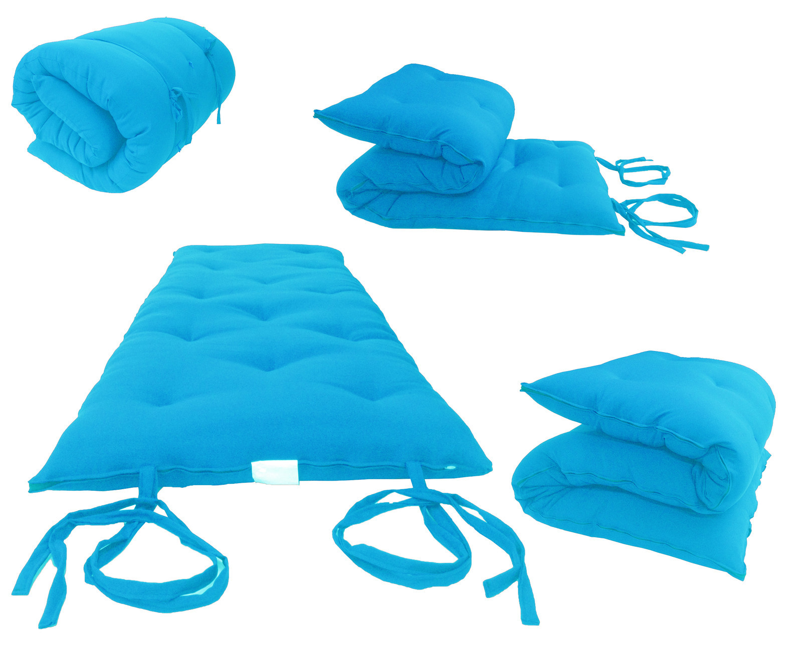 Turquoise Traditional Japanese Floor Rolling Futon Mattress, 3x27x80 Mattresses