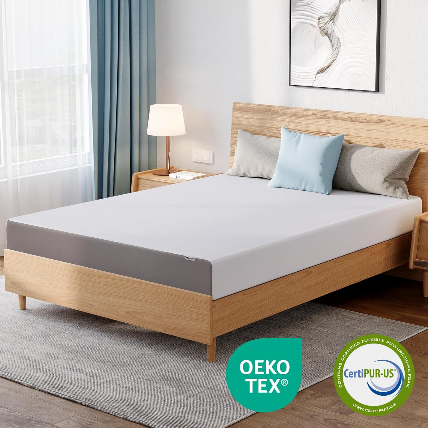 Medium Firm Memory Foam Mattress, Breathable, 8 Inch, Queen, White/Grey
