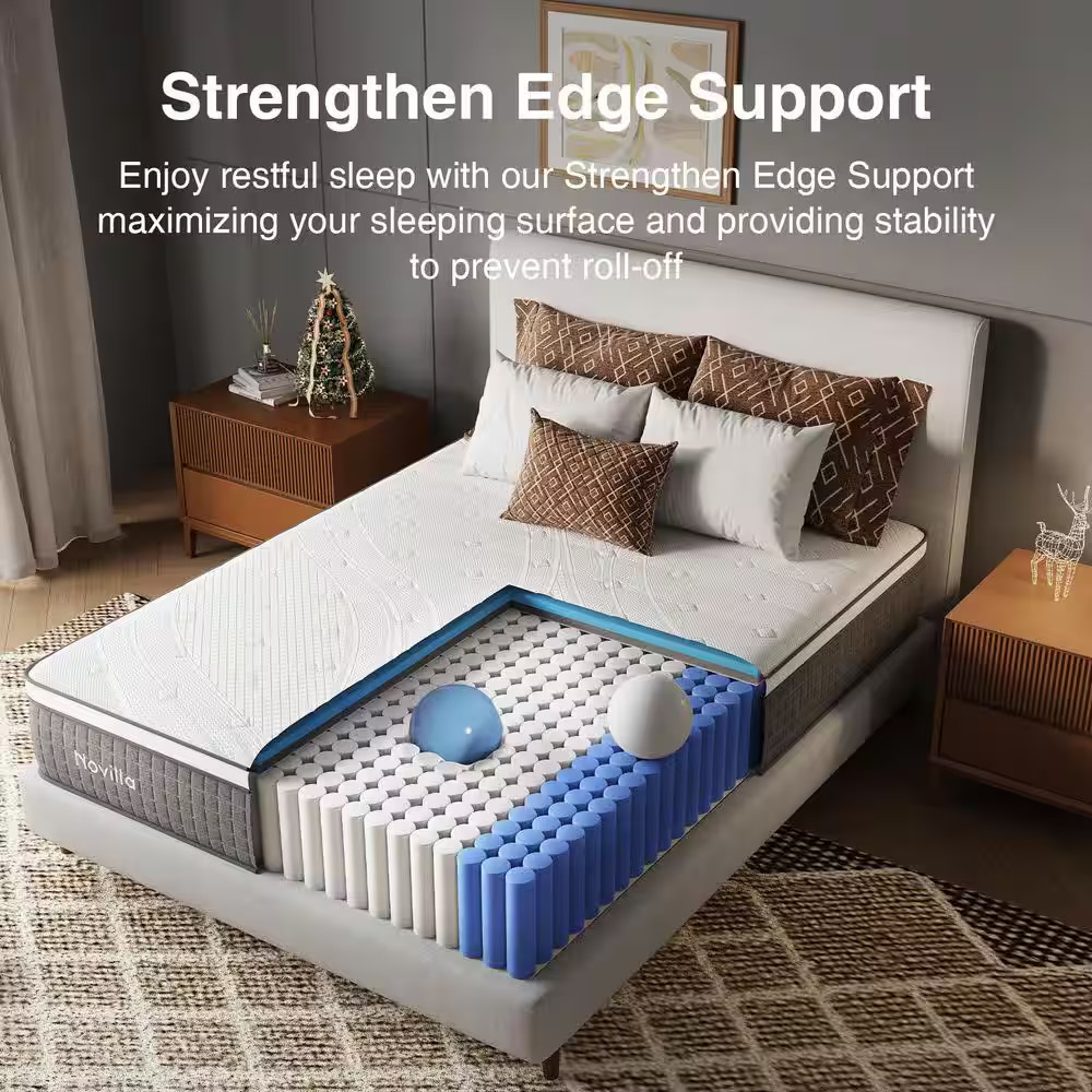 12 In. Medium Hybrid Memory Foam and Innerspring Mattress Tight Top Full Size Ma