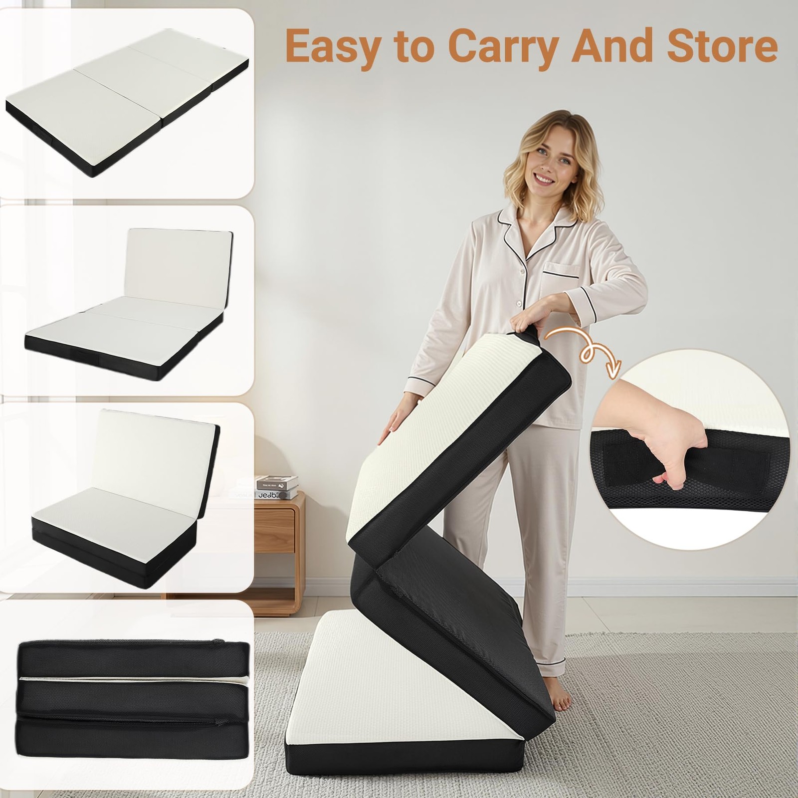 Foldable Mattress Twin XL, Memory Foam Tri Fold Mattress with Removable Washa…