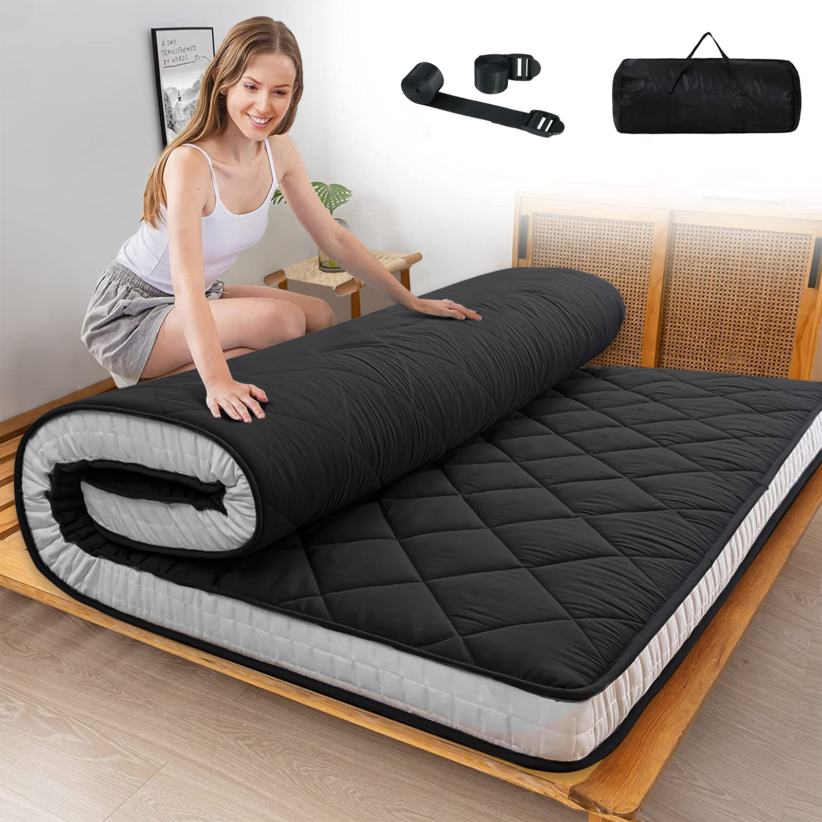 Japanese Floor Mattress Futon Mattress Foldable Roll Up Sleeping Tatami Mat New
