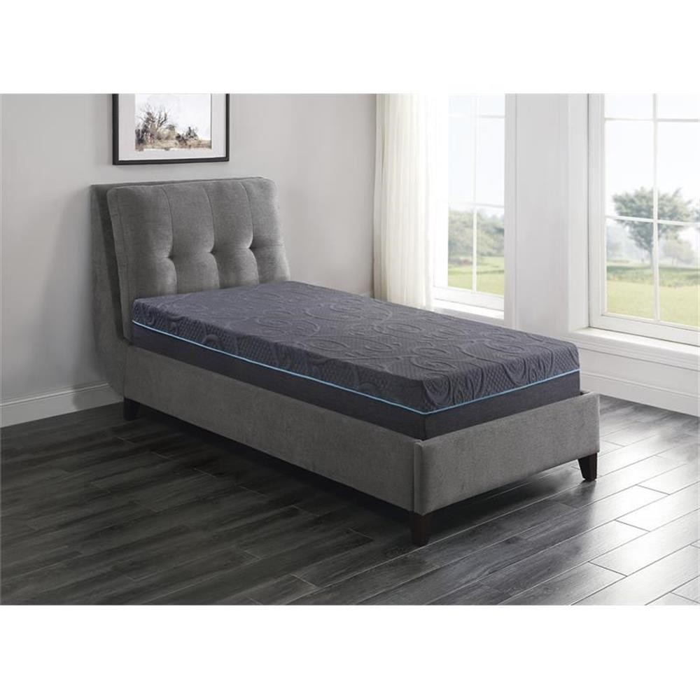 Lexicon Homelegance Bedding 11″ Fabric Twin Gel Memory Hybrid Mattress in Gray