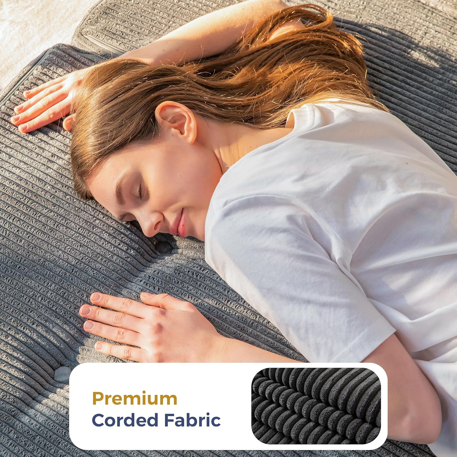 Tri-Fold 4-Inch Foam Mattress, Portable Floor Couch, Twin Size, Dark Grey