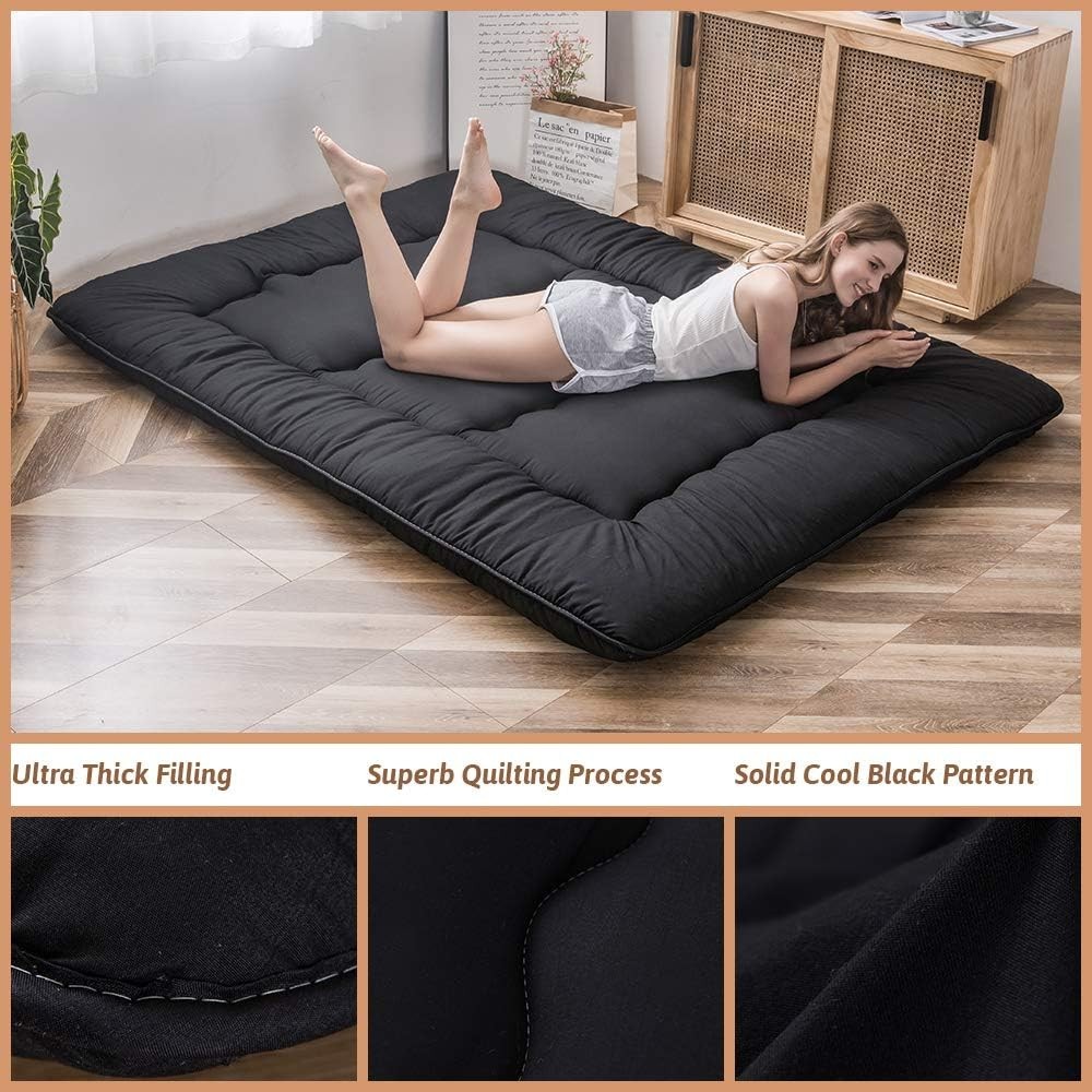 Japanese Floor Mattress Futon Mattress Roll Up Mat Foldable Portable Tatami P…
