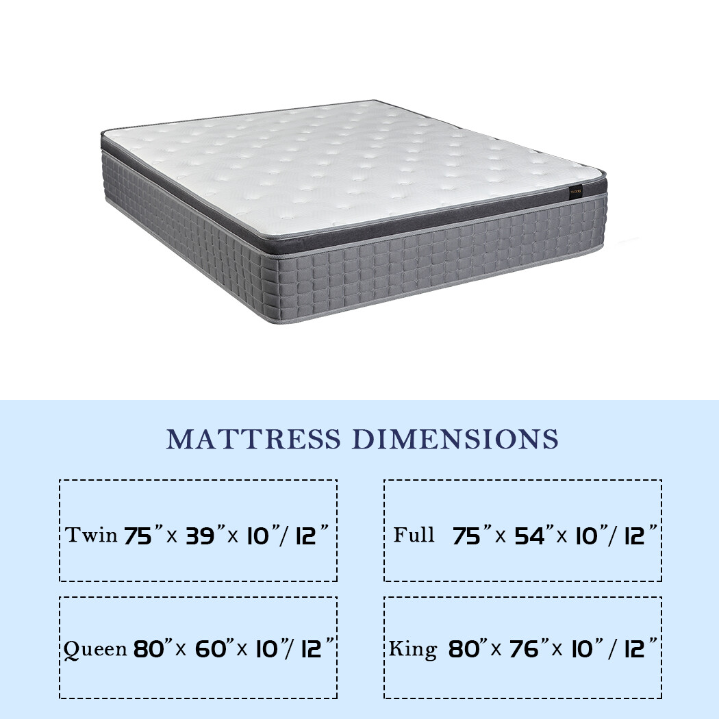 12” Memory Foam Mattress Hybrid InnerSpring Twin Full Queen King Size in Box