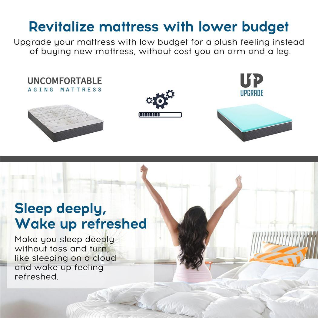 Memory Foam Mattress Topper-2” 3” Gel Infused Ventilated Design Mattress Pad