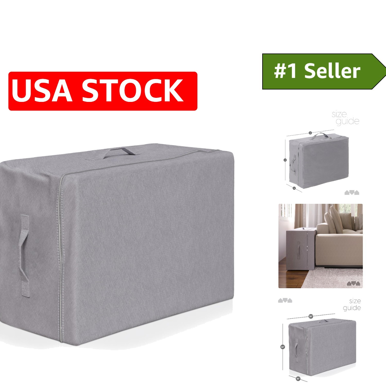 Zippered Travel Case for 6 Inch Twin XL Tri-Fold Mattress – Easy Carry Handles