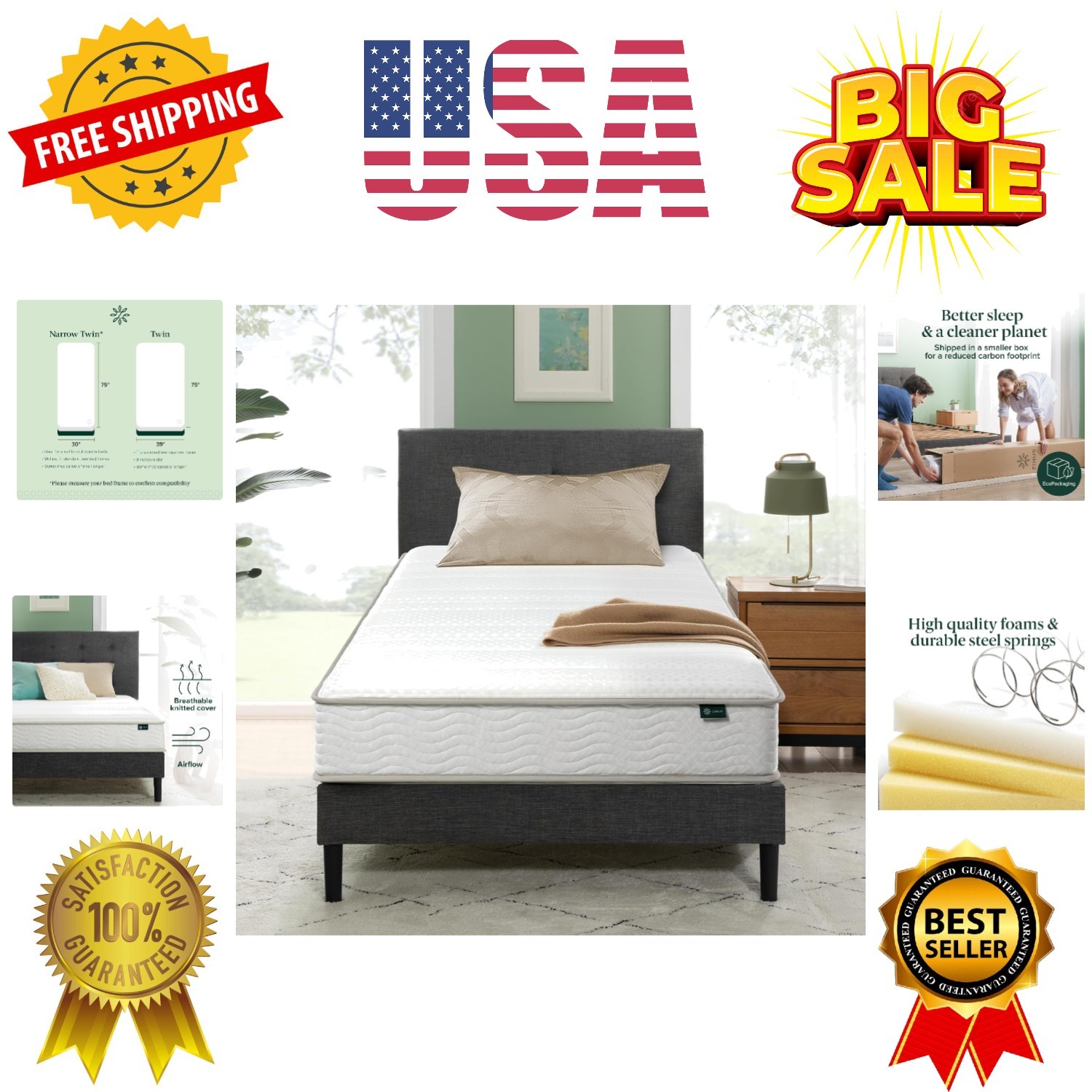 6 Inch Foam and Spring Hybrid Mattress [New Version], Twin, Medium Firmness, …