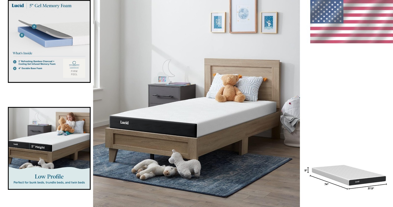 Memory Foam Mattress Twin Size Firm Bed in a Box Breathable Gel Infused