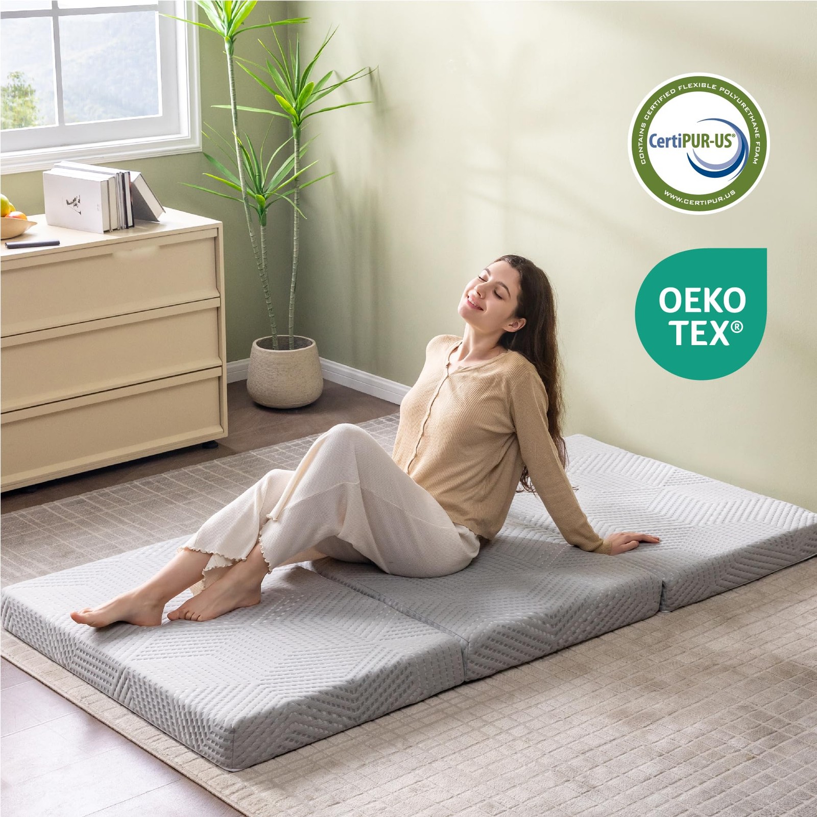 Folding Mattress, 4 Inch Single Tri Folding Memory Foam Mattress for Camping …