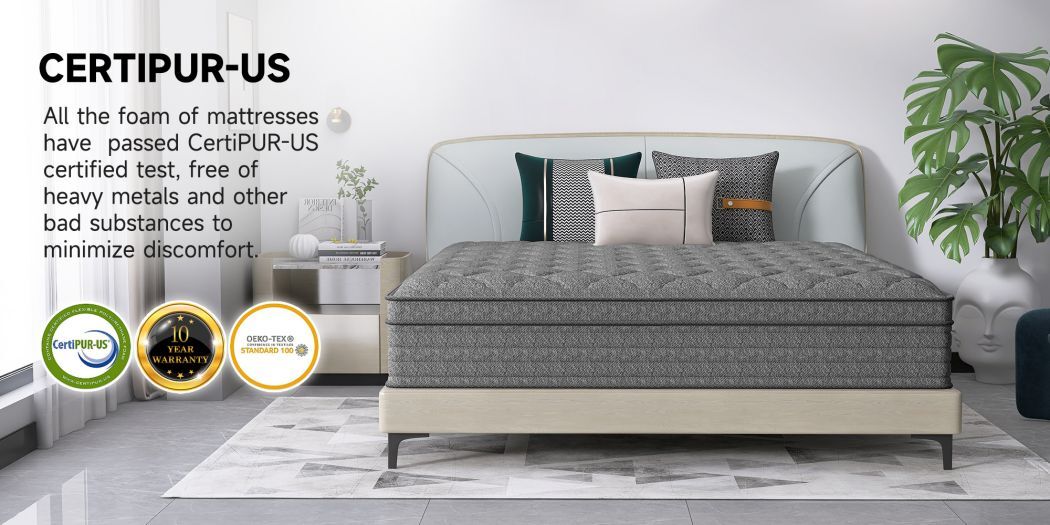12″ 14″ Twin Full Queen King Size Mattress in a Box Memory Foam Spring Gray Bed