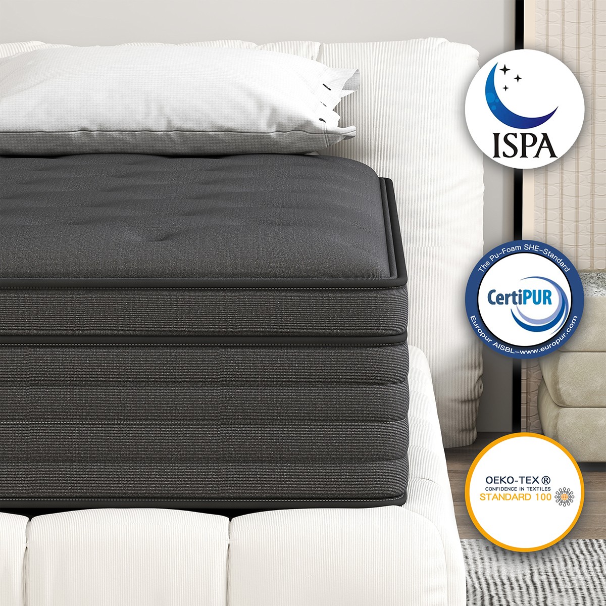 14 Inch Queen Size Hybrid Mattress Gel Memory Foam Pocket Spring Medium Firm Bed