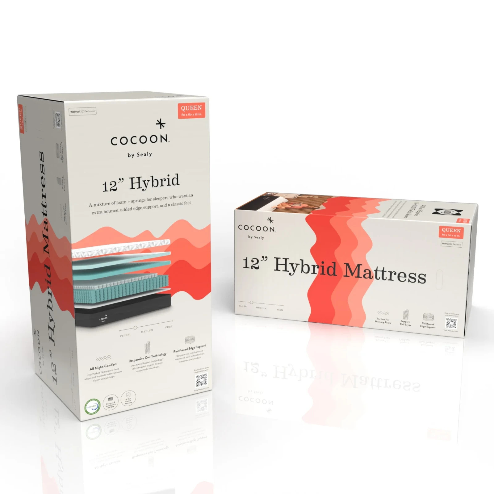 Cocoon by Sealy 12″ Medium Hybrid Mattress in a Box, Adult, Full