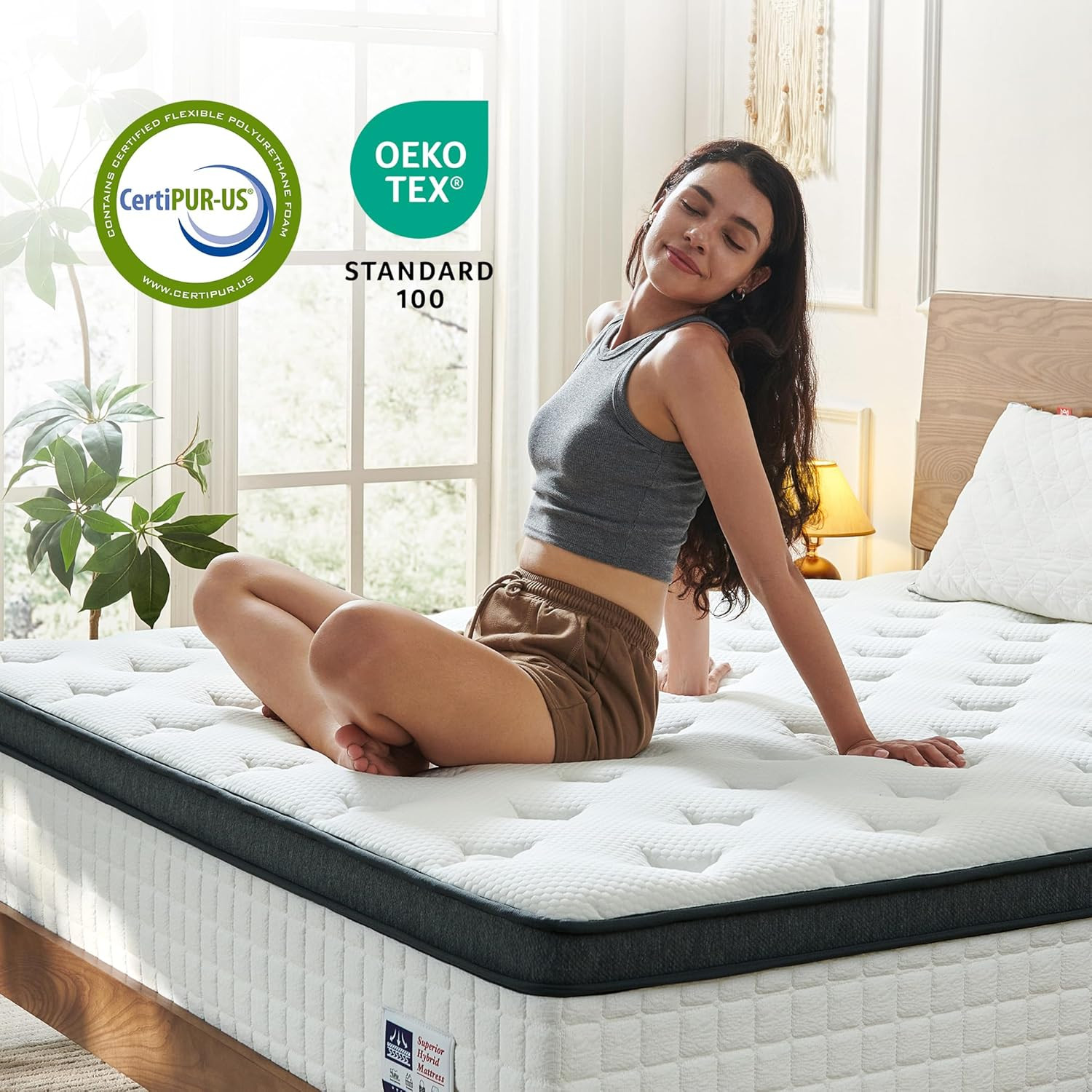 Luxurious 14″ Queen Hybrid Mattress with Gel Foam & Coil Springs – Medium Firm