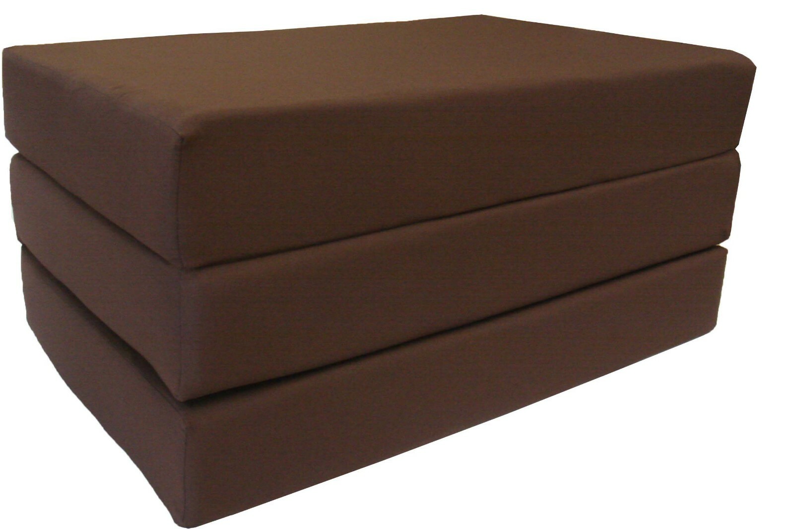 Full Size Brown Tri Fold Foam Bed, Folding Mattress 6 x 54 x 75, 1.8 lbs Density
