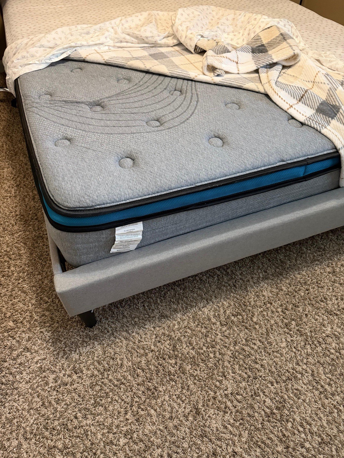 Bed + Queen Firm Memory Foam Mattress Gray/White