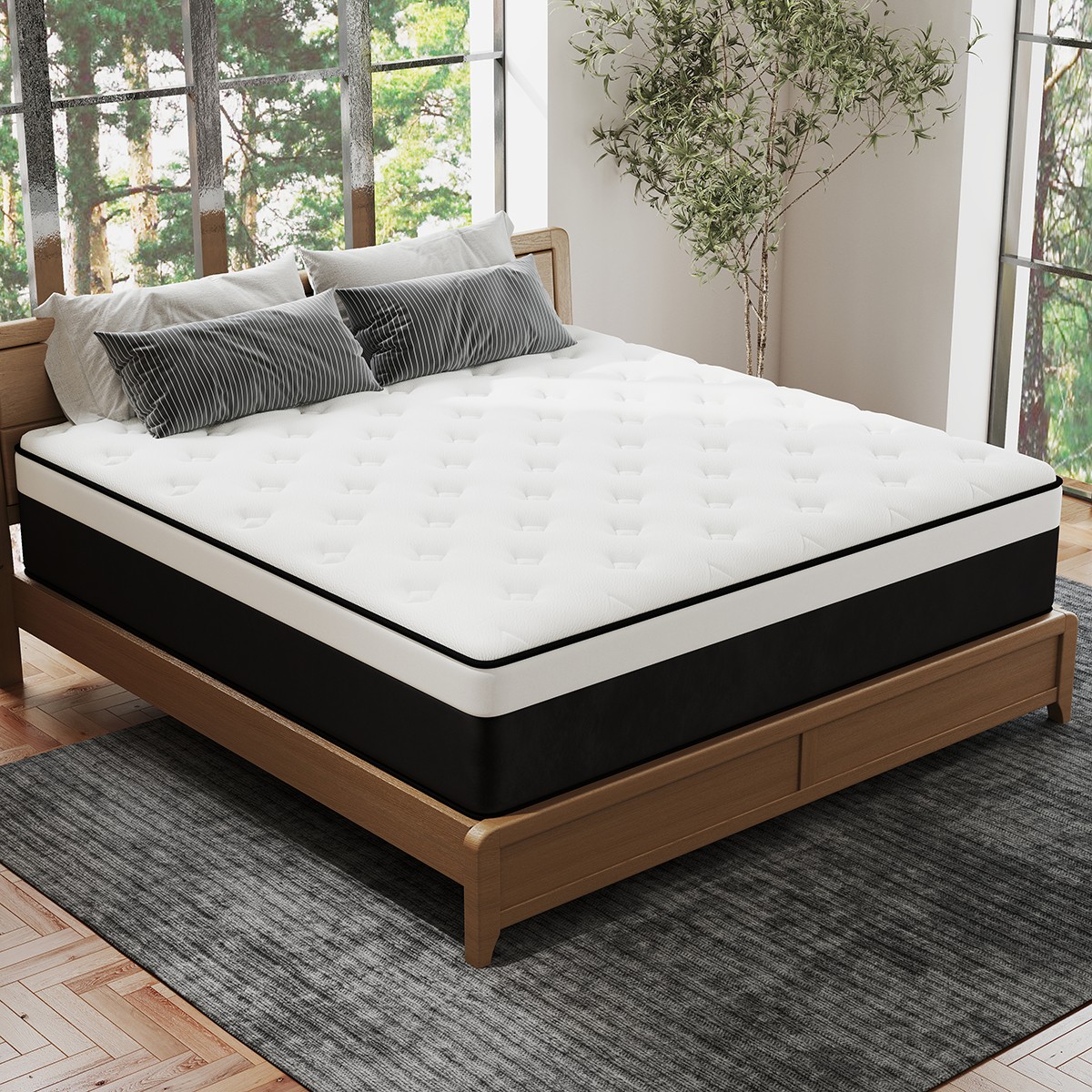 12/14 Inch Mattress Hybrid Memory Foam Bed in A Box, Twin Full Queen King Size