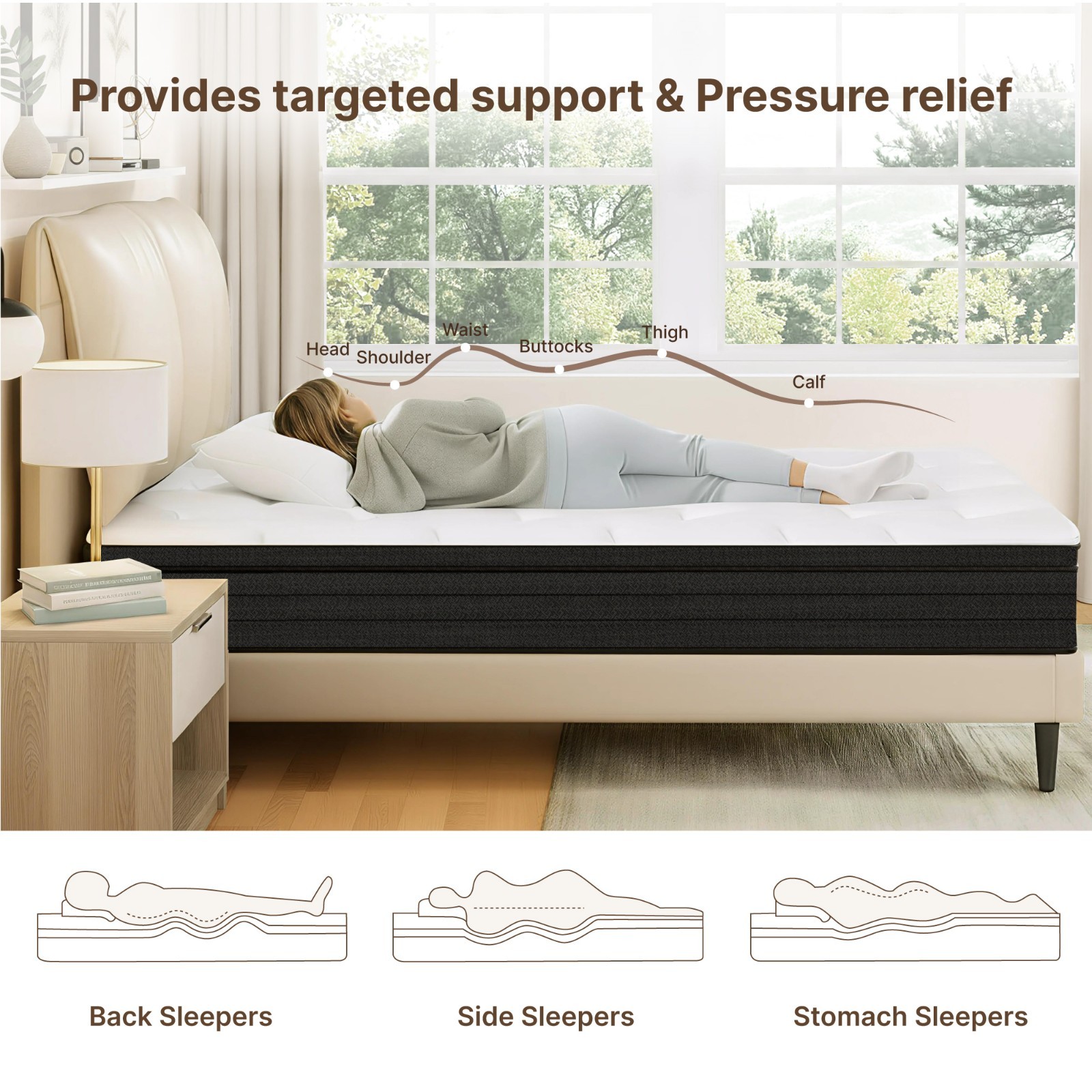 CHITA 5-Zone Pocket Spring Hybrid Mattress with Gel Memory Foam ( Medium Soft)
